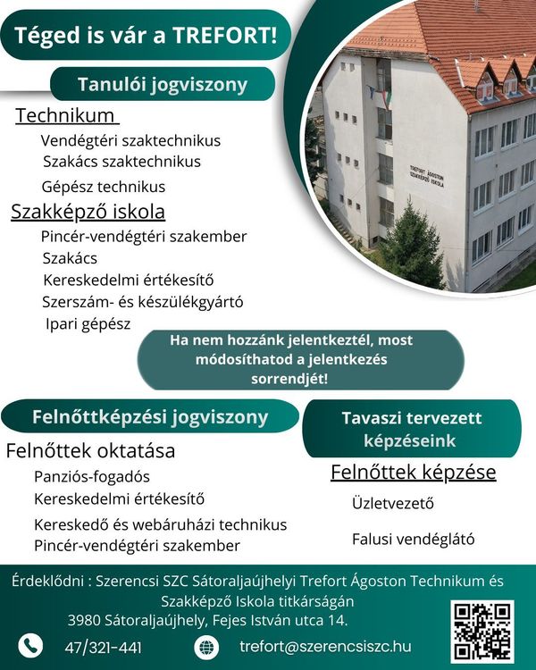 Intézményünkben piacképes, keresett szakmák várnak